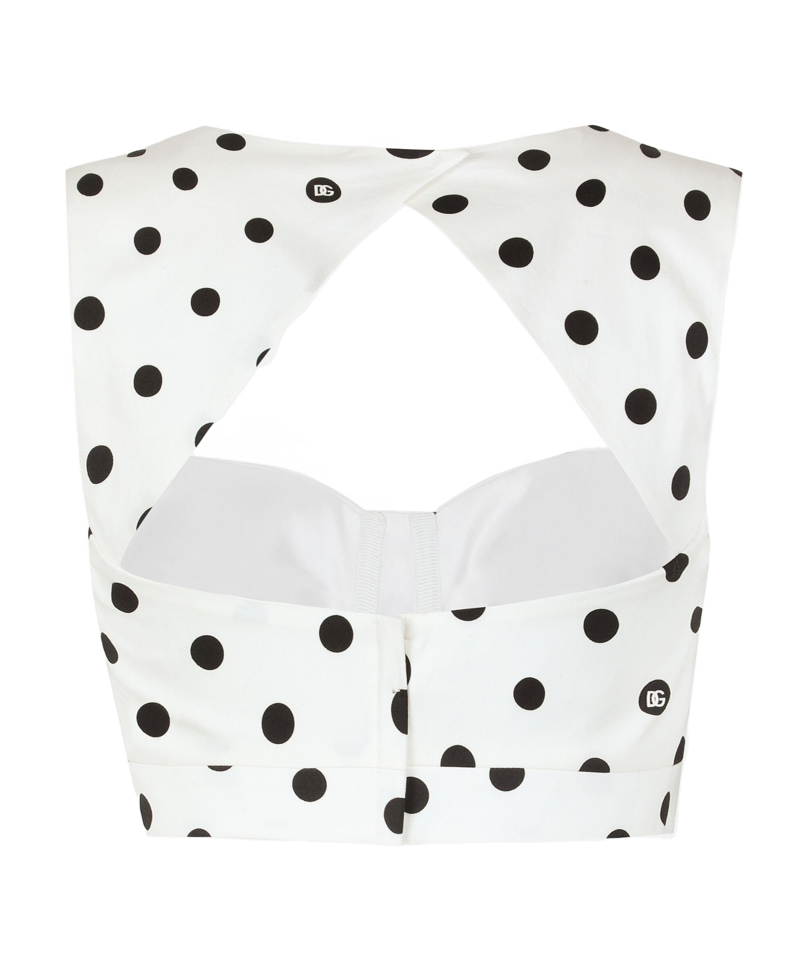 Dolce & Gabbana Polka-dot Cotton-blend Drill Crop Top In White