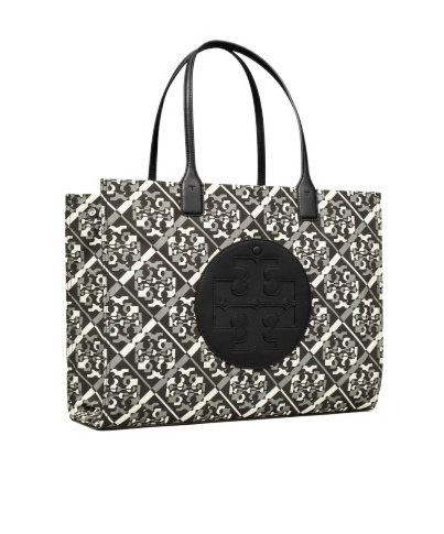Tory Burch Small Ella Printed Tote In Black