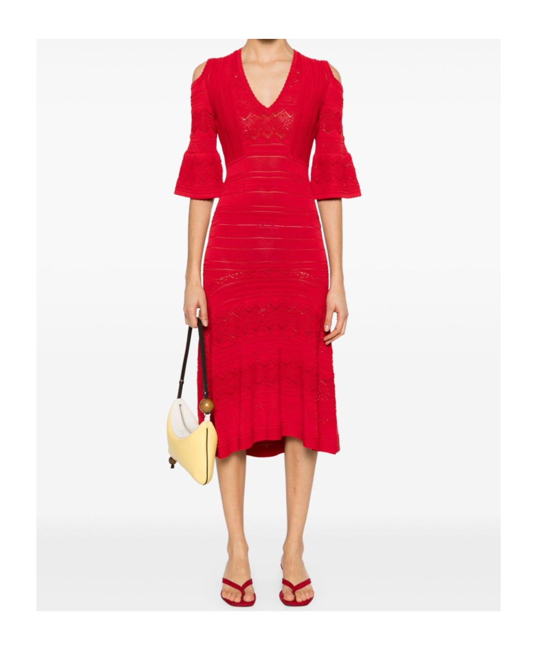 Shop Twinset Punched-knit Midi Dress