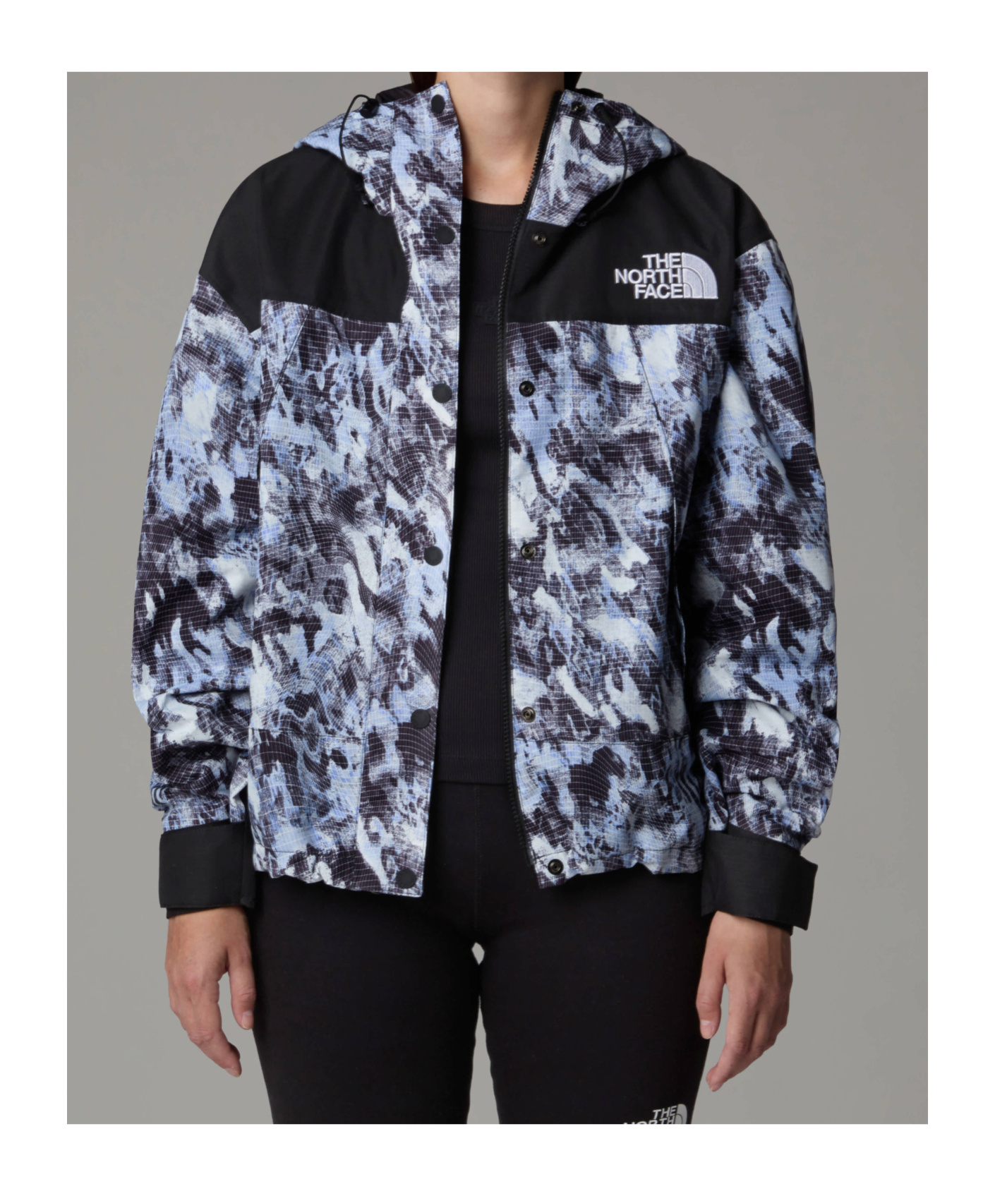 Shop The North Face Dryvent Mono Mountain Jacket In Virtual Blue Track Grid Printing-tnf Black
