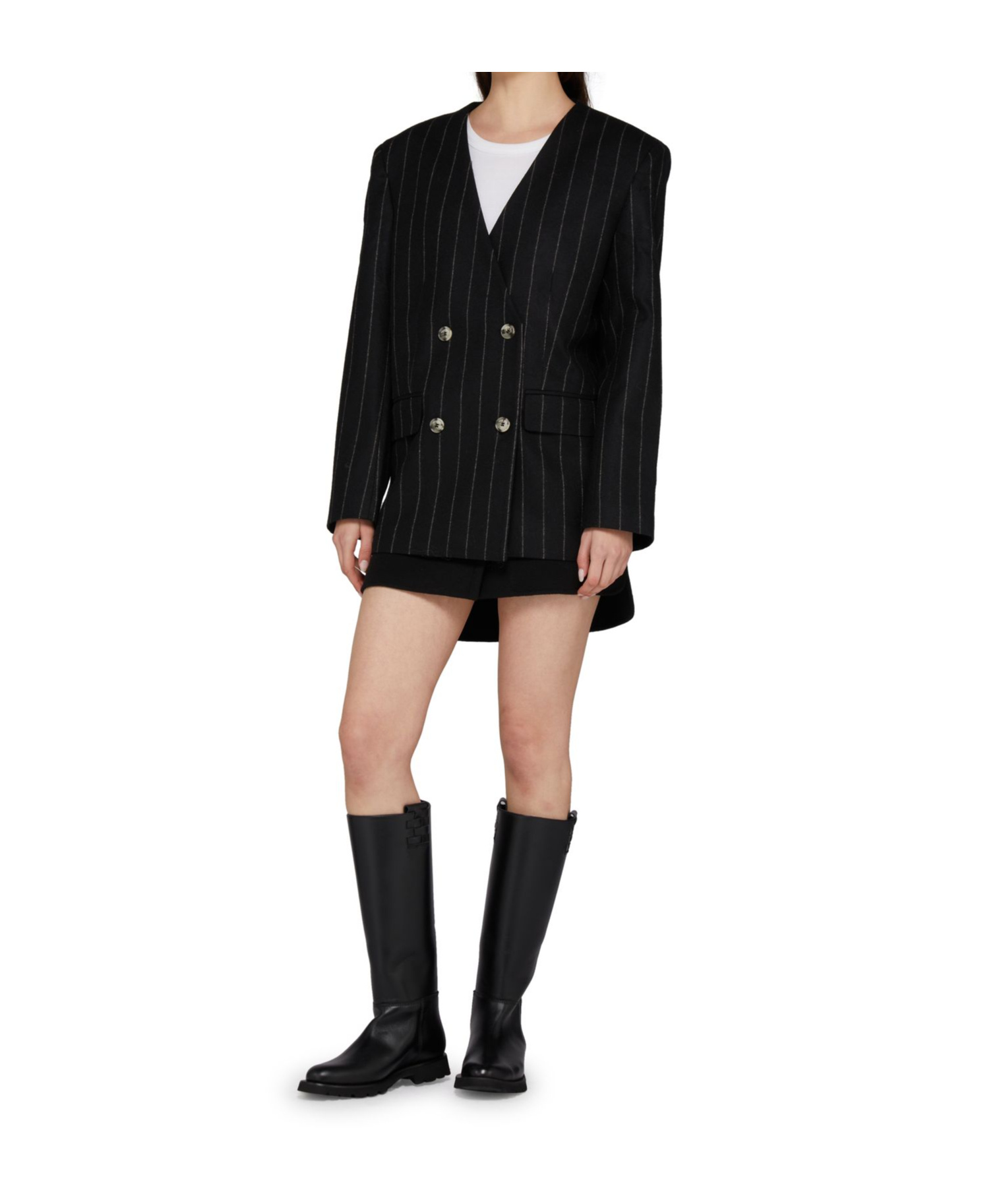 Shop Anine Bing Striped Blazer In Dark Gray