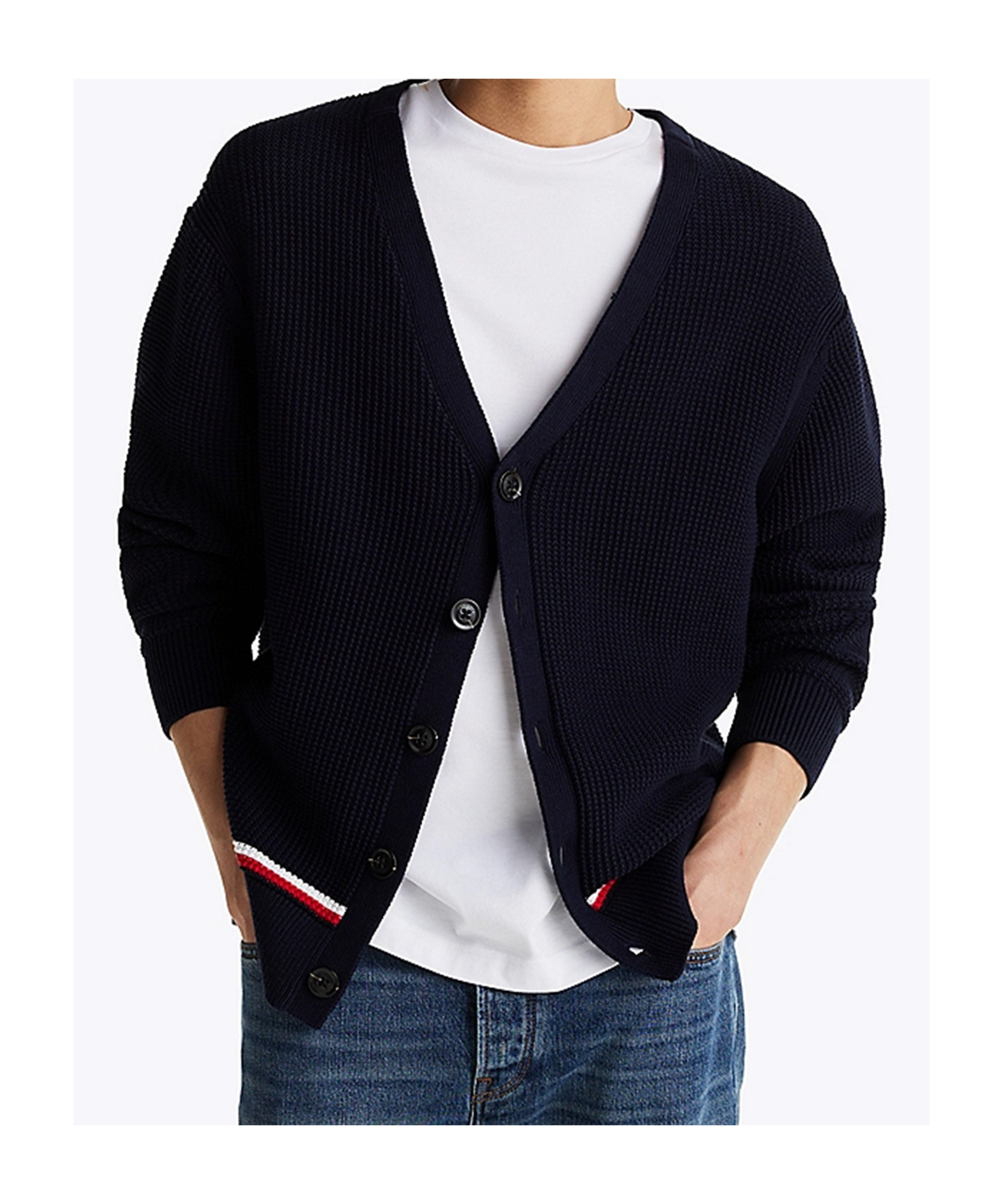 Tommy Hilfiger V-neck Cardigan In Black