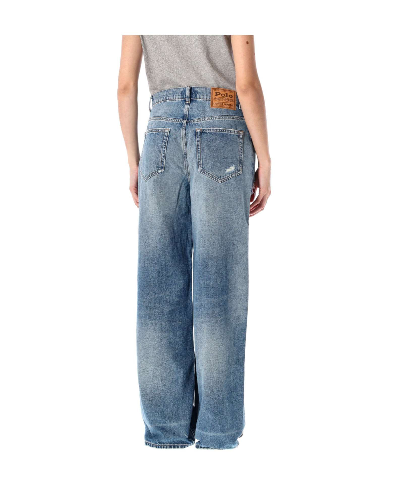 Polo Ralph Lauren Distressed Straight Denim Five Pockets In Blue