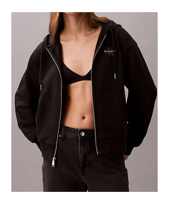 Calvin Klein Jeans Est.1978 Monogram Zip Up Hoodie In Black