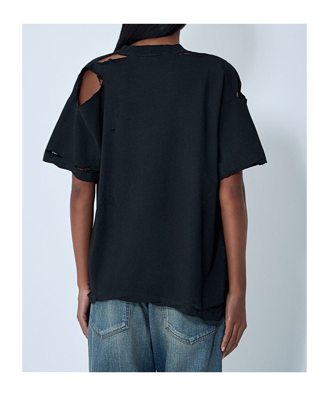 Balenciaga Women Logo Motif T-shirt In Blue