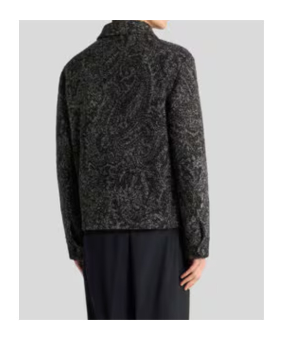 Etro Paisley Pattern Wool Blend Jacket With Tailored Fit In Gray