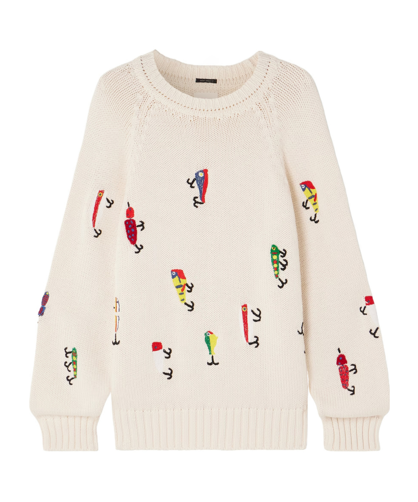 Mother Embroidered Cotton Sweater In Neutral