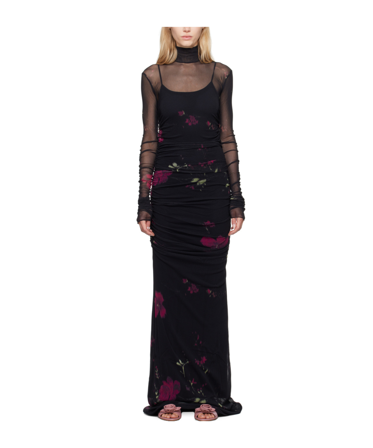 Blumarine Floral Pattern Dress In Black