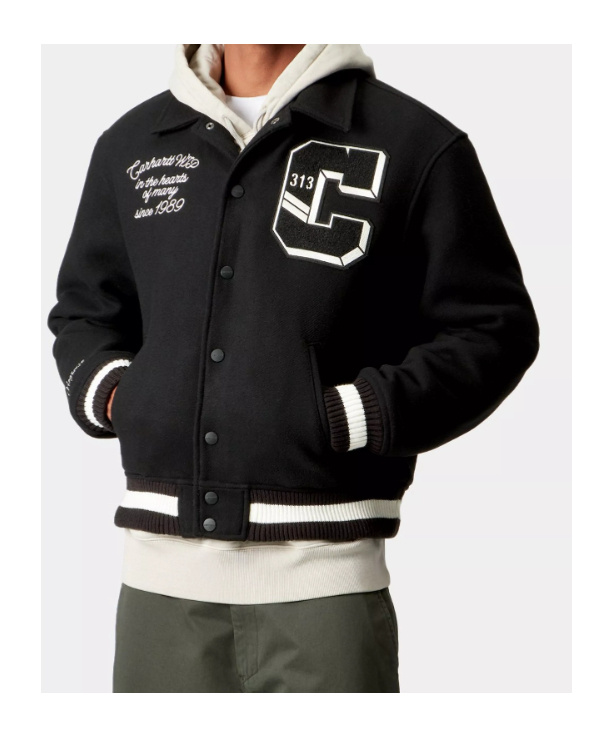 Carhartt World Class Varsity Jacket In Black