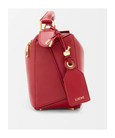 Loewe Small Featherlight Puzzle Bag In Nappa Lambskin In Red