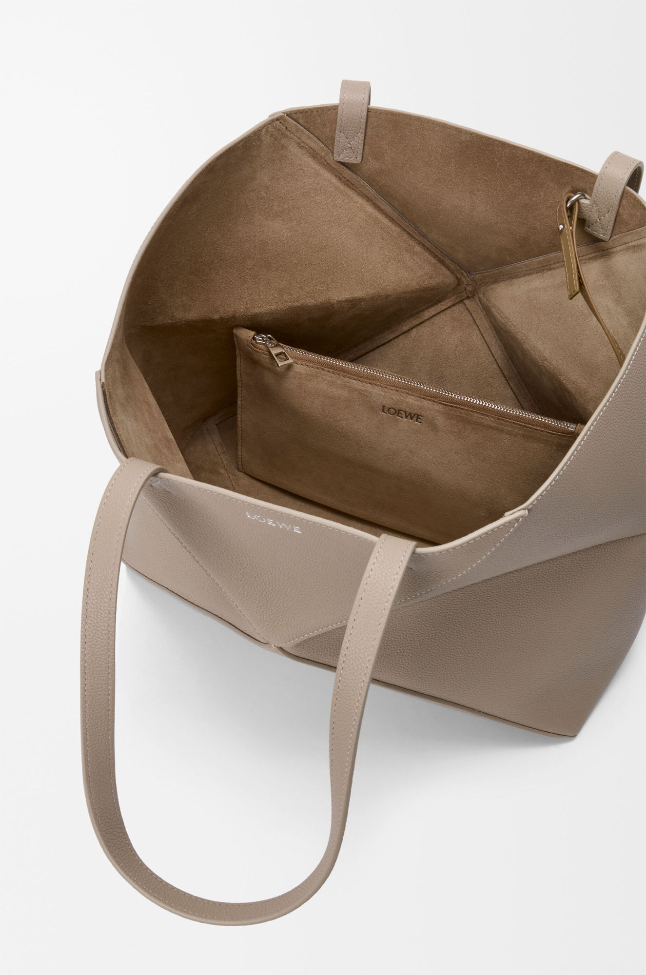 Loewe Medium Leather Puzzle Fold Tote Bag In Brown