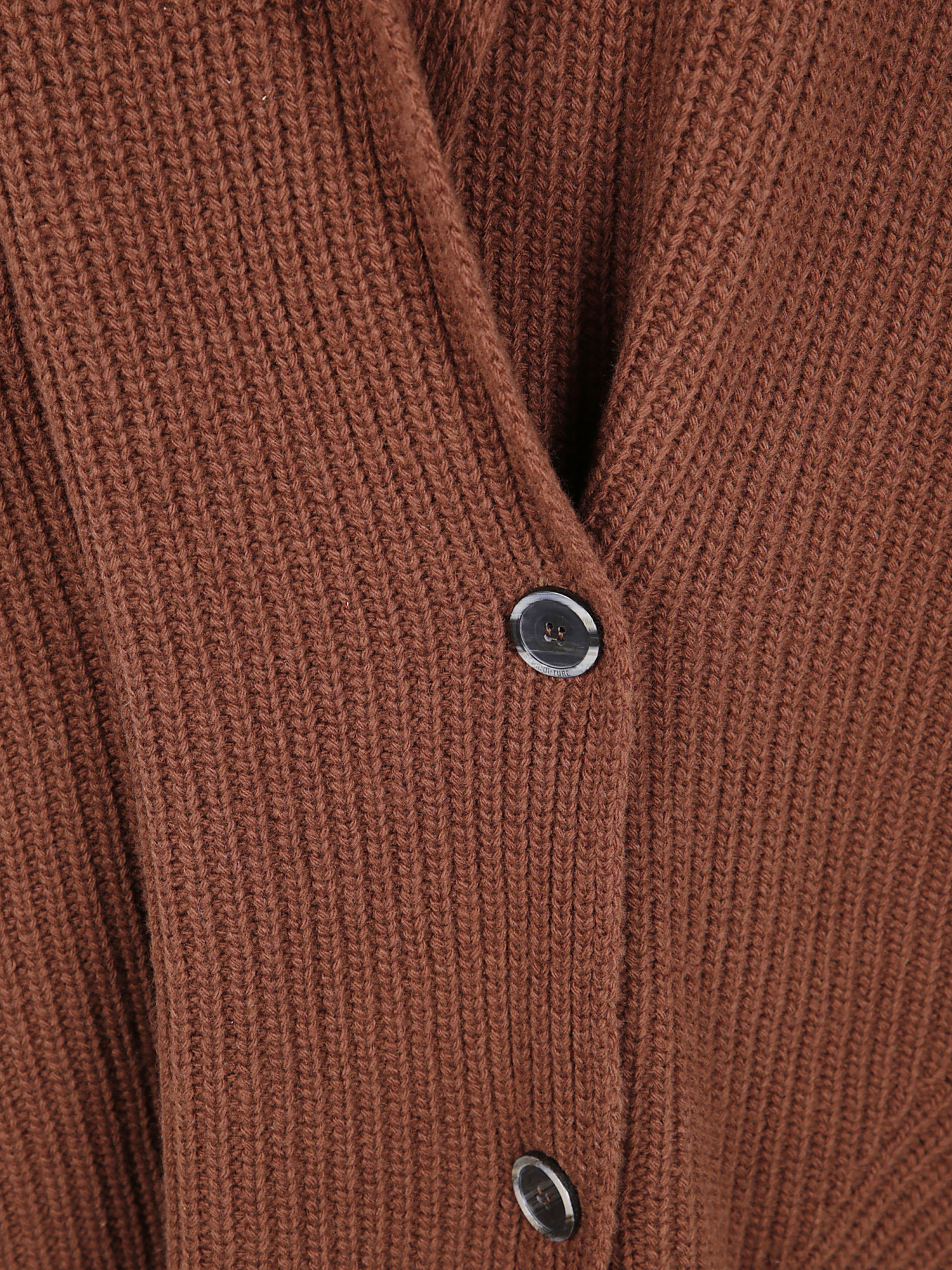 Semicouture Button-down Knitted Coat In Brown