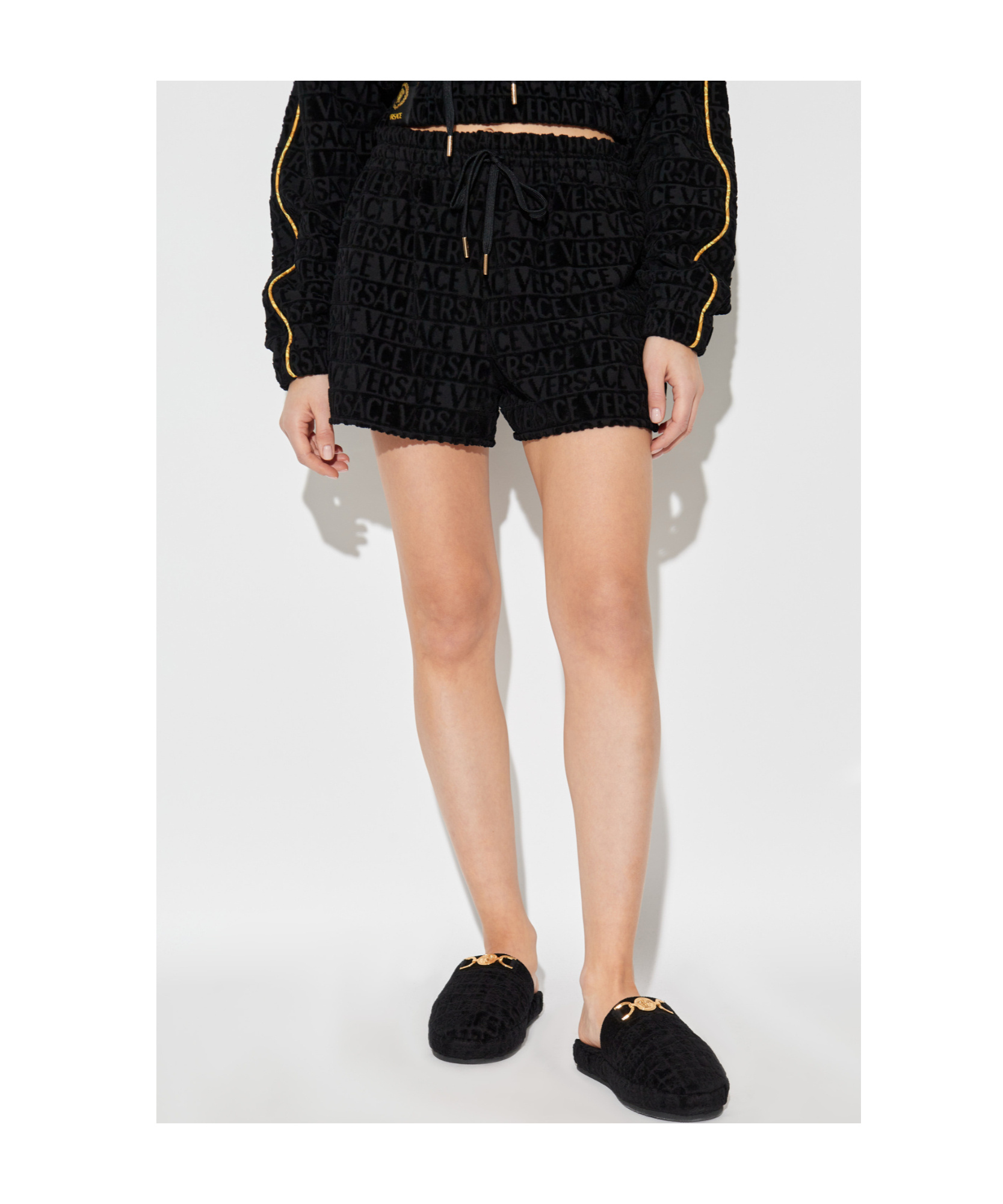 Versace Home Elastic Waist Shorts In Black