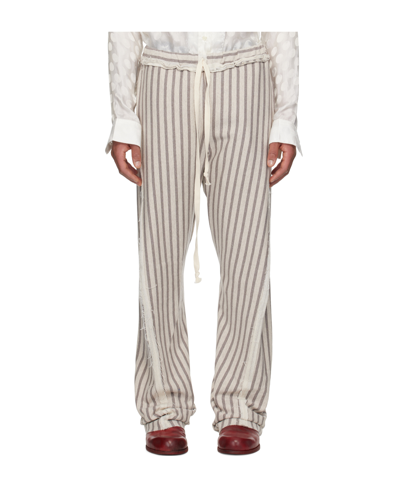 Edward Cuming Stripe Twisted Sweatpants In Gray
