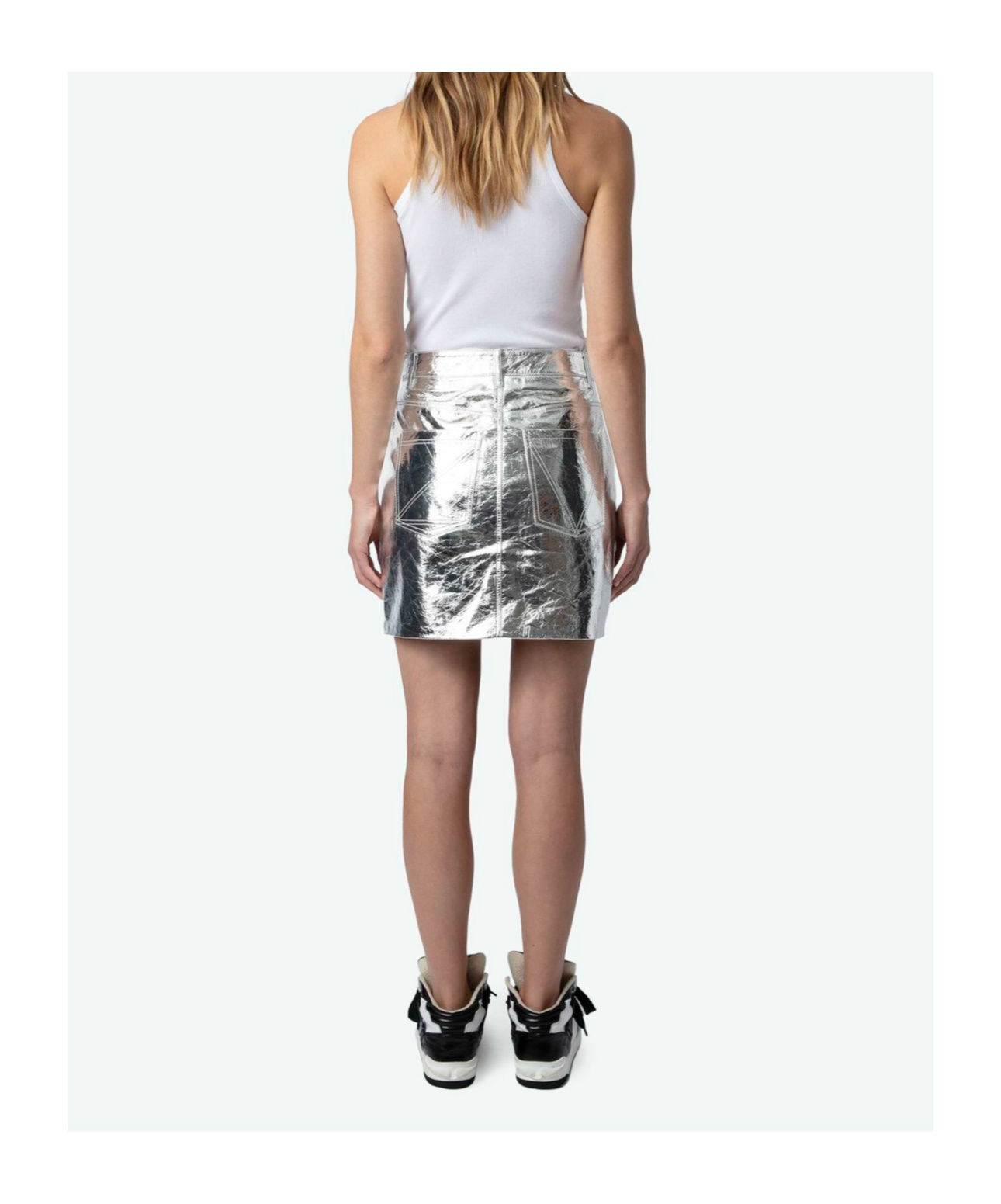 Zadig & Voltaire Jinette Leather Mini Skirt In White