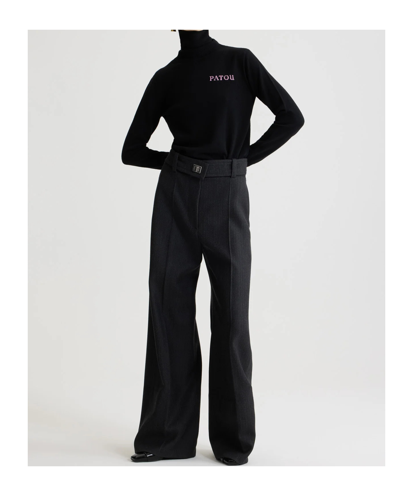 Patou Intarsia Turtleneck Jumper In Black