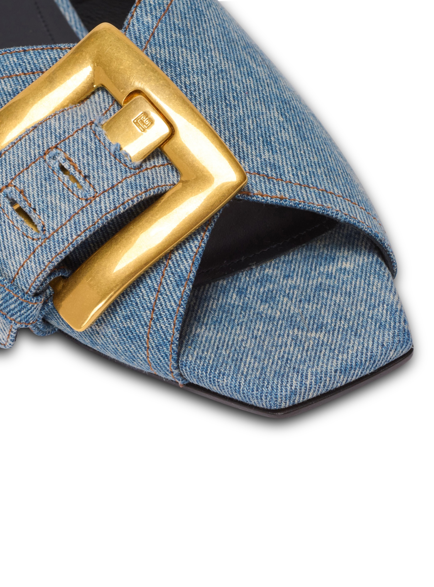 Balmain Anthem Flat Denim Sandals