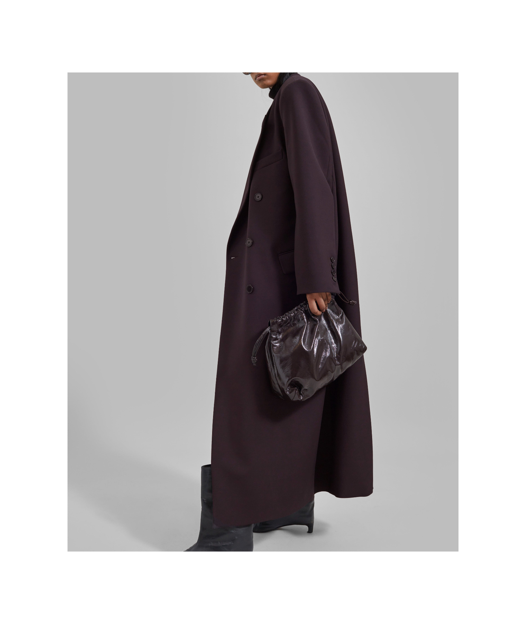 Shop The Frankie Shop Jane Long Coat - Dark Plum
