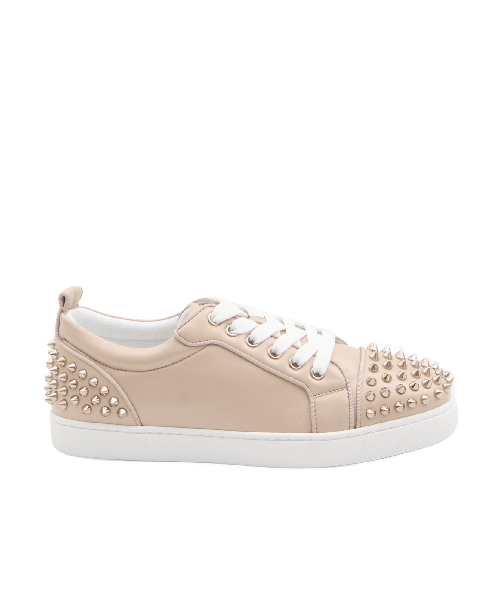 Christian Louboutin Louis Junior Spikes Sneakers In Rose-pink Suede