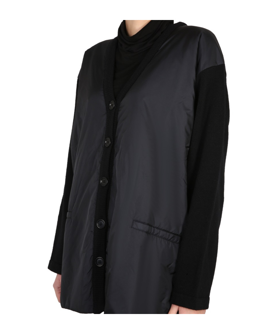 Aspesi Knitwear Cardigan With Padded Front Panel In Black
