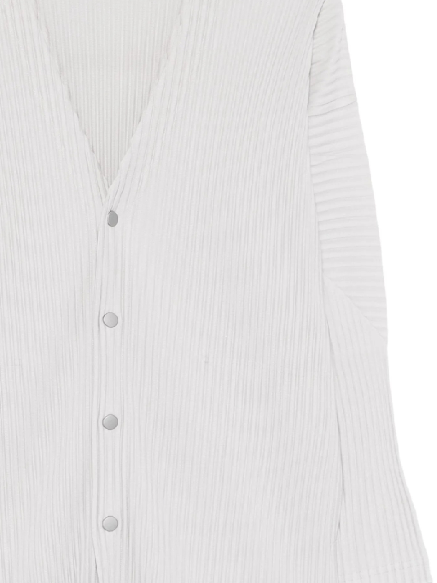 Issey Miyake Ribbed Texture V-neck Cardigan Pockets In White