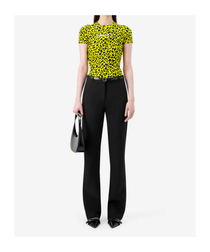 Coperni Womens Print Leopard Crystals Leopard-print Cotton-jersey T-shirt In Yellow