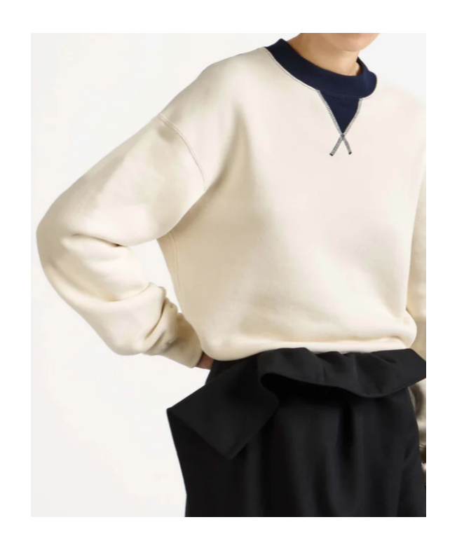 Jw Anderson Womens Contrast Collar Sweatshirt In Ecru Navy In Neutral
