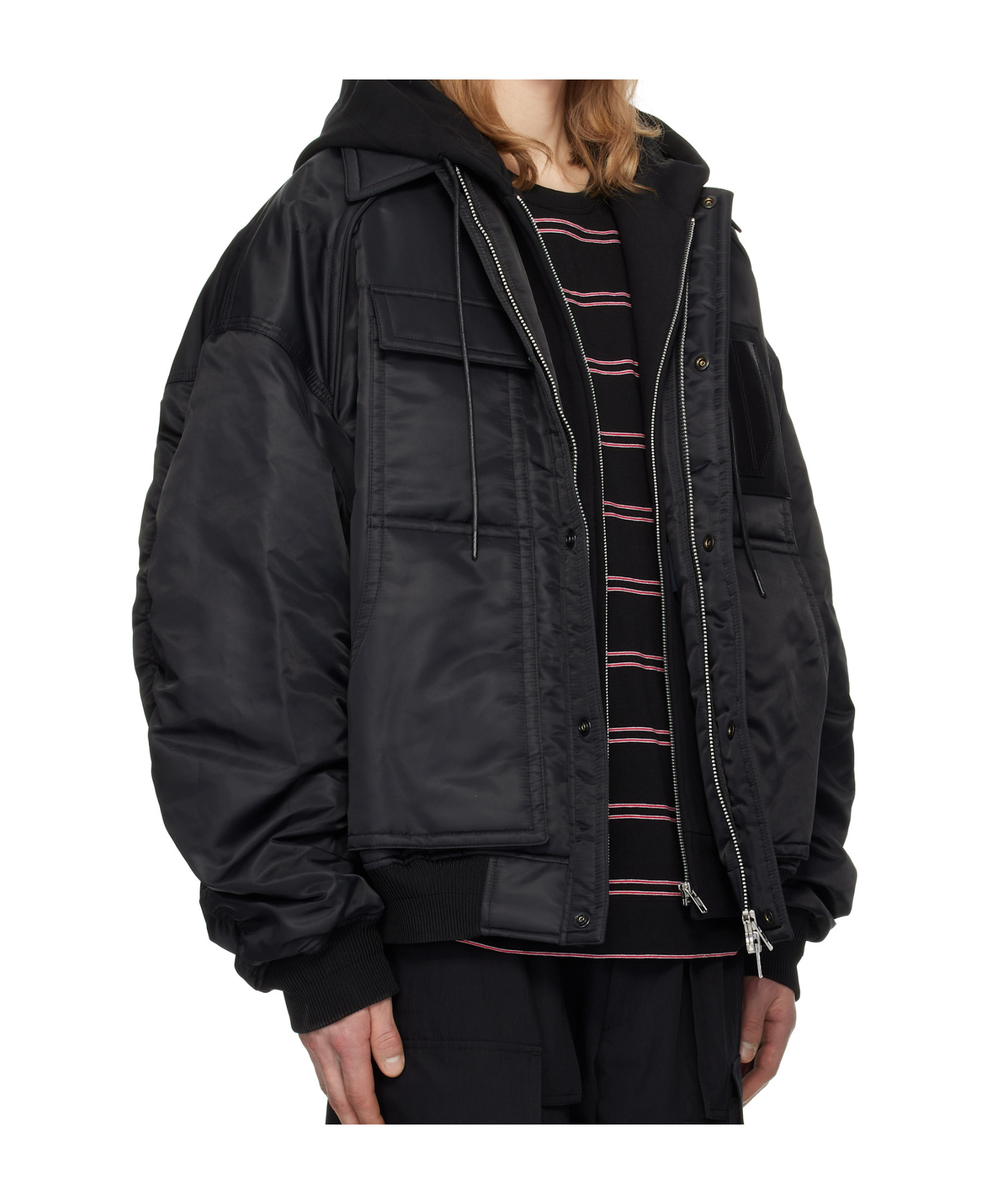 Juunj Ma-1 Work Bomber Jacket In Black
