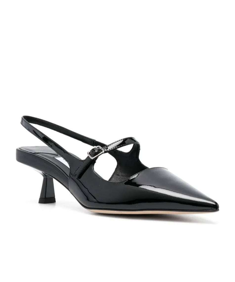 Jimmy Choo Patent Leather Slingback With Back Monogram In Black