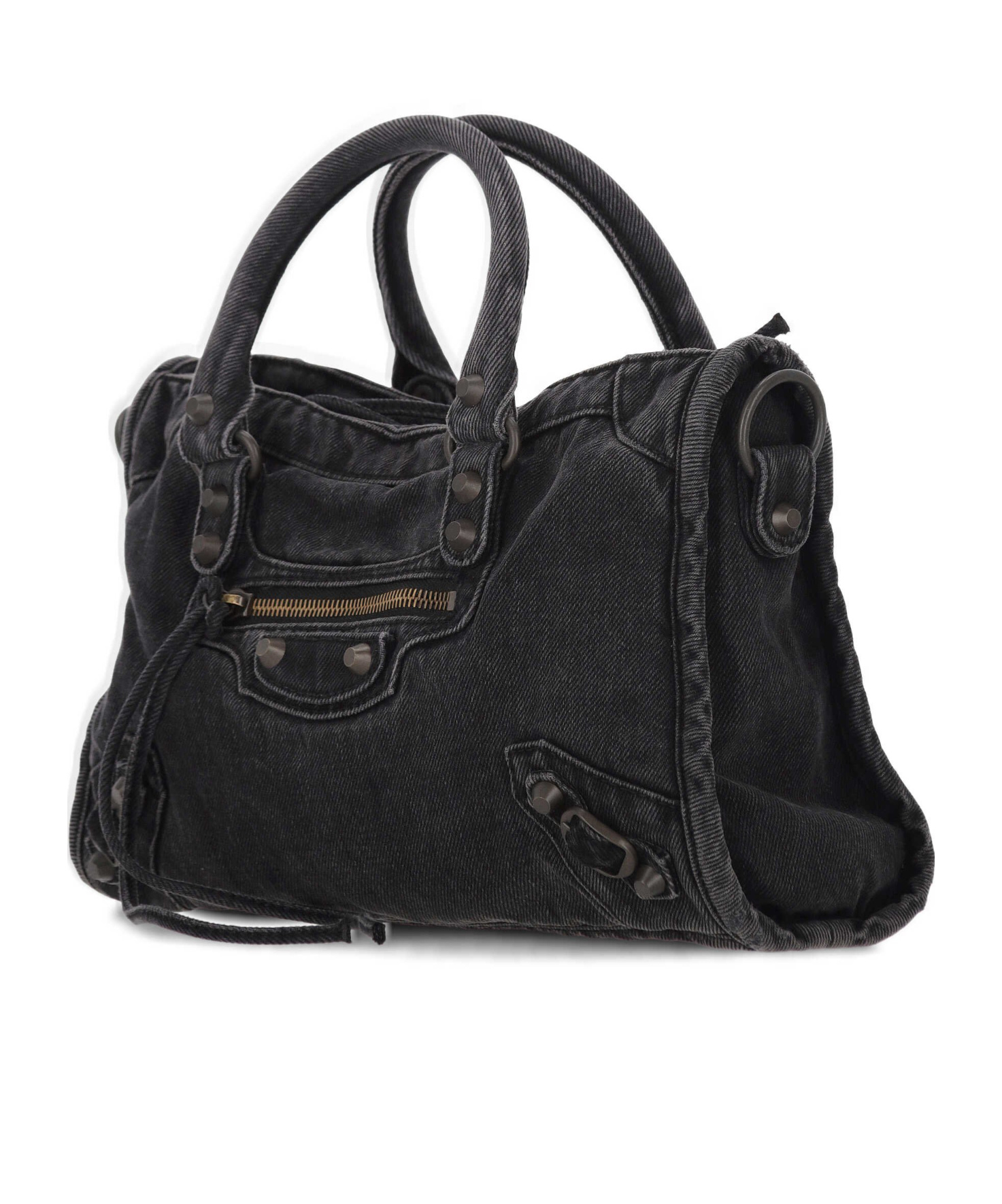 Balenciaga Le City Small Denim Bag In Black