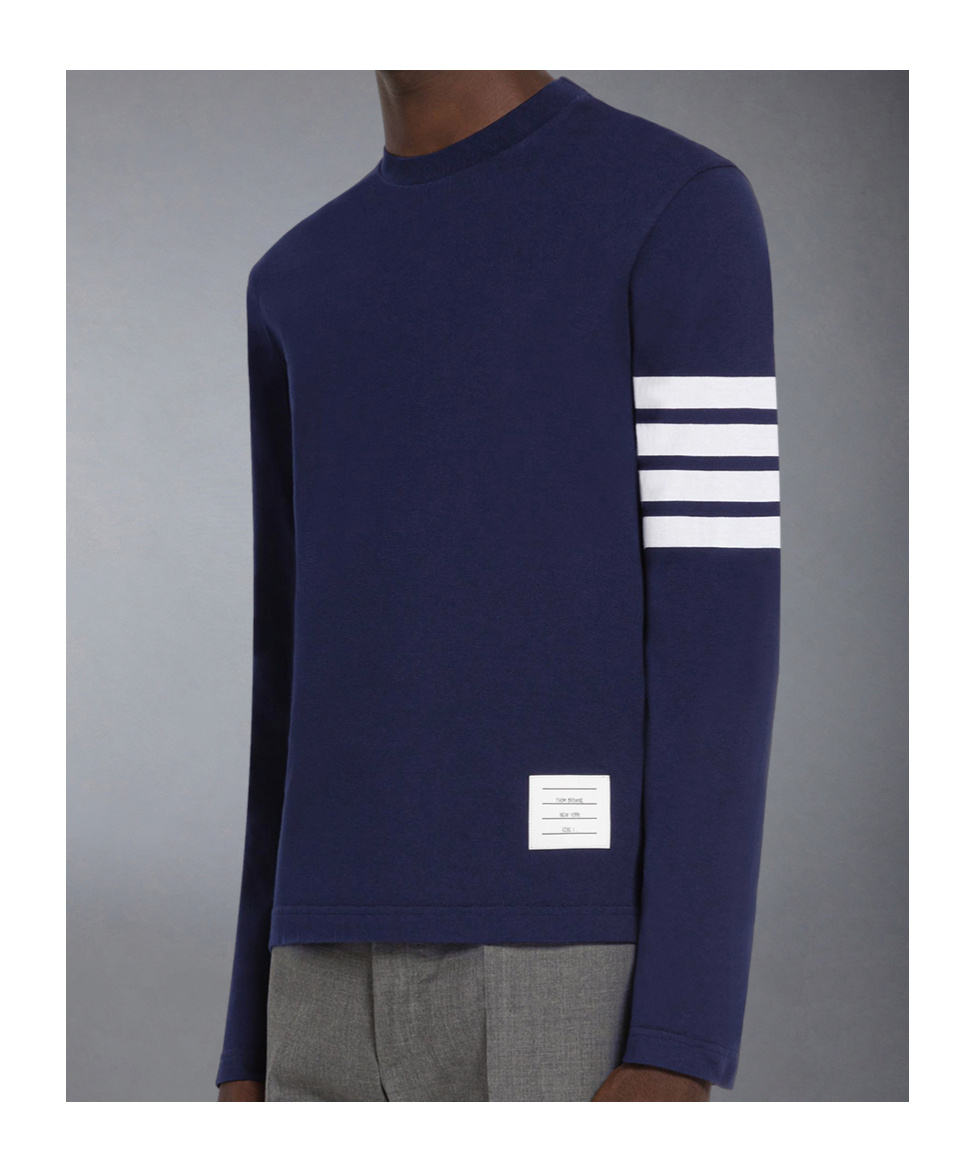 Shop Thom Browne 4-bar Long-sleeve T-shirt In Blue
