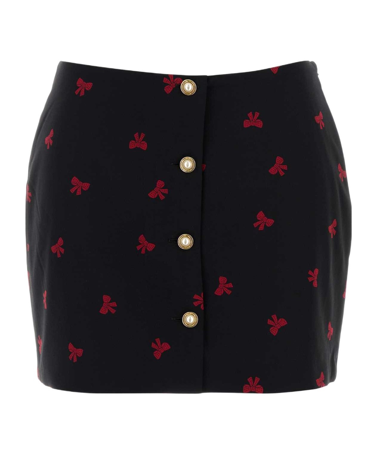 Alessandra Rich Printed Silk Mini Skirt In Black