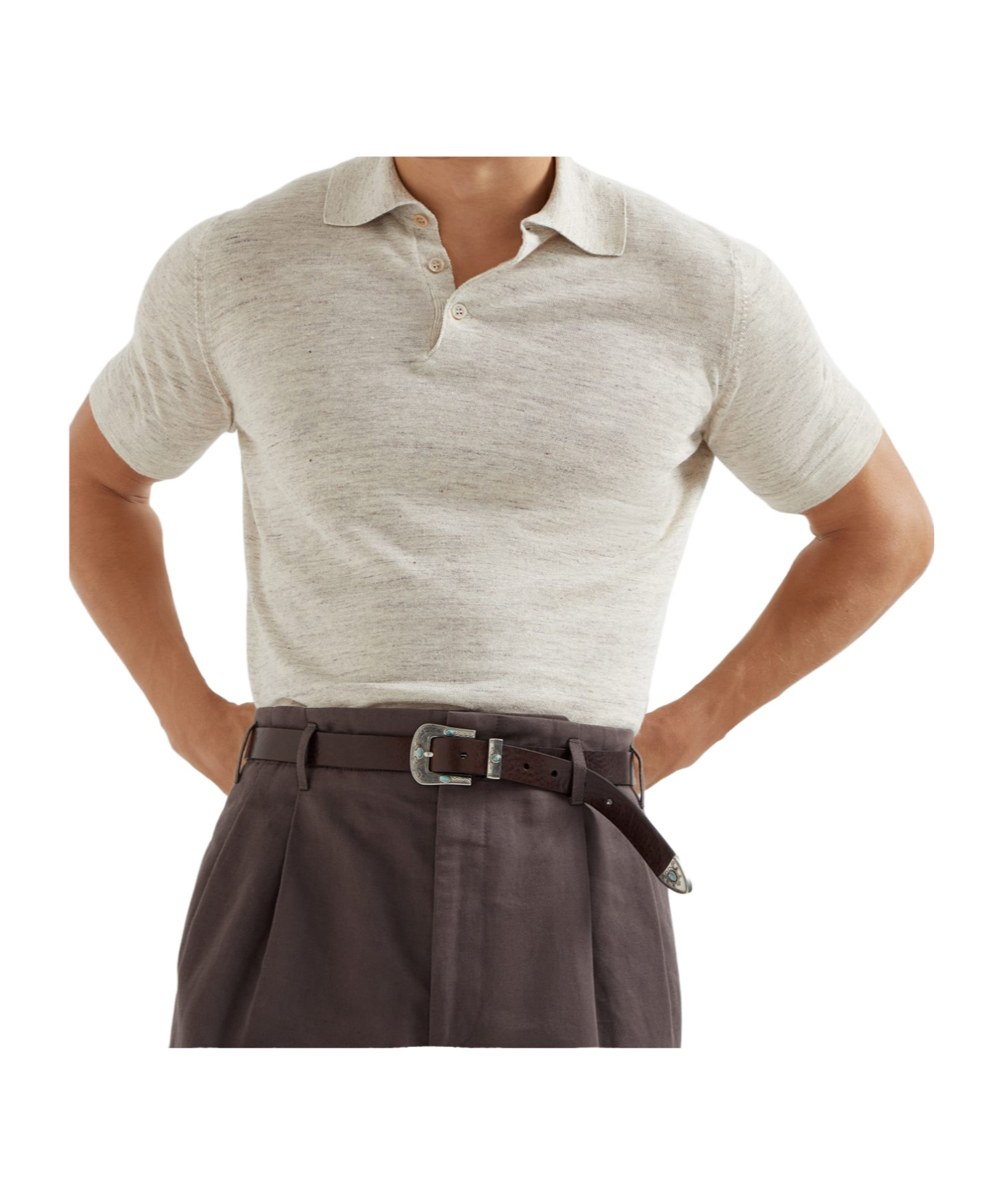 Brunello Cucinelli Fine-knit Polo Shirt In Nude