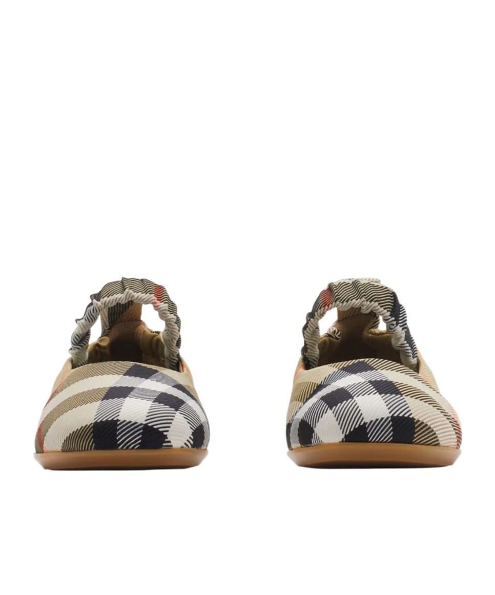 Burberry Check Ballet Flats In Green