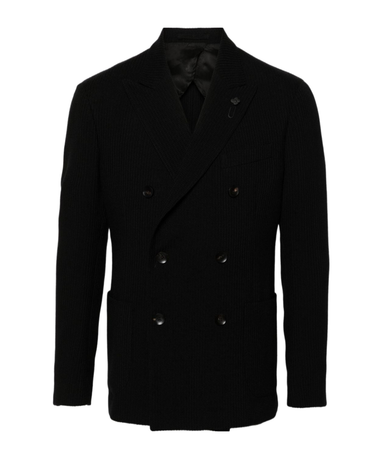 Lardini Wool Blend Jacket Dart Detailing In Black