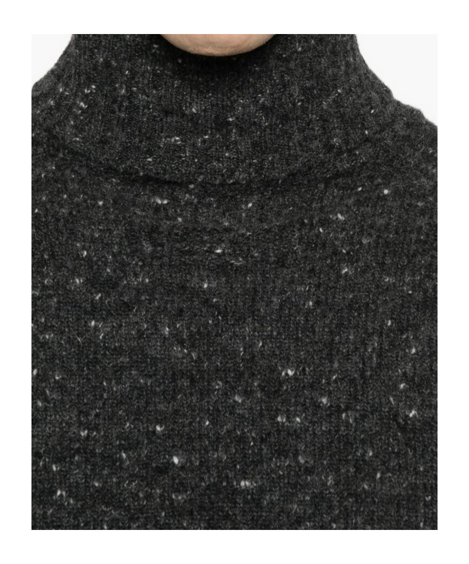 Drumohr Speckled Grey Turtleneck Sweater With Ribbed Cuffs In Black