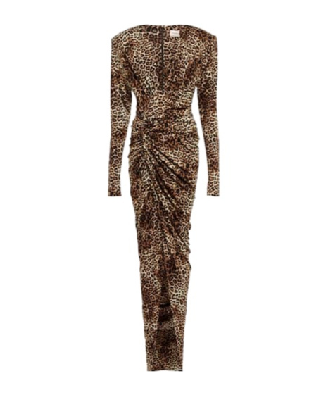 Alexandre Vauthier Leopard-print Jersey Maxi Dress In Brown