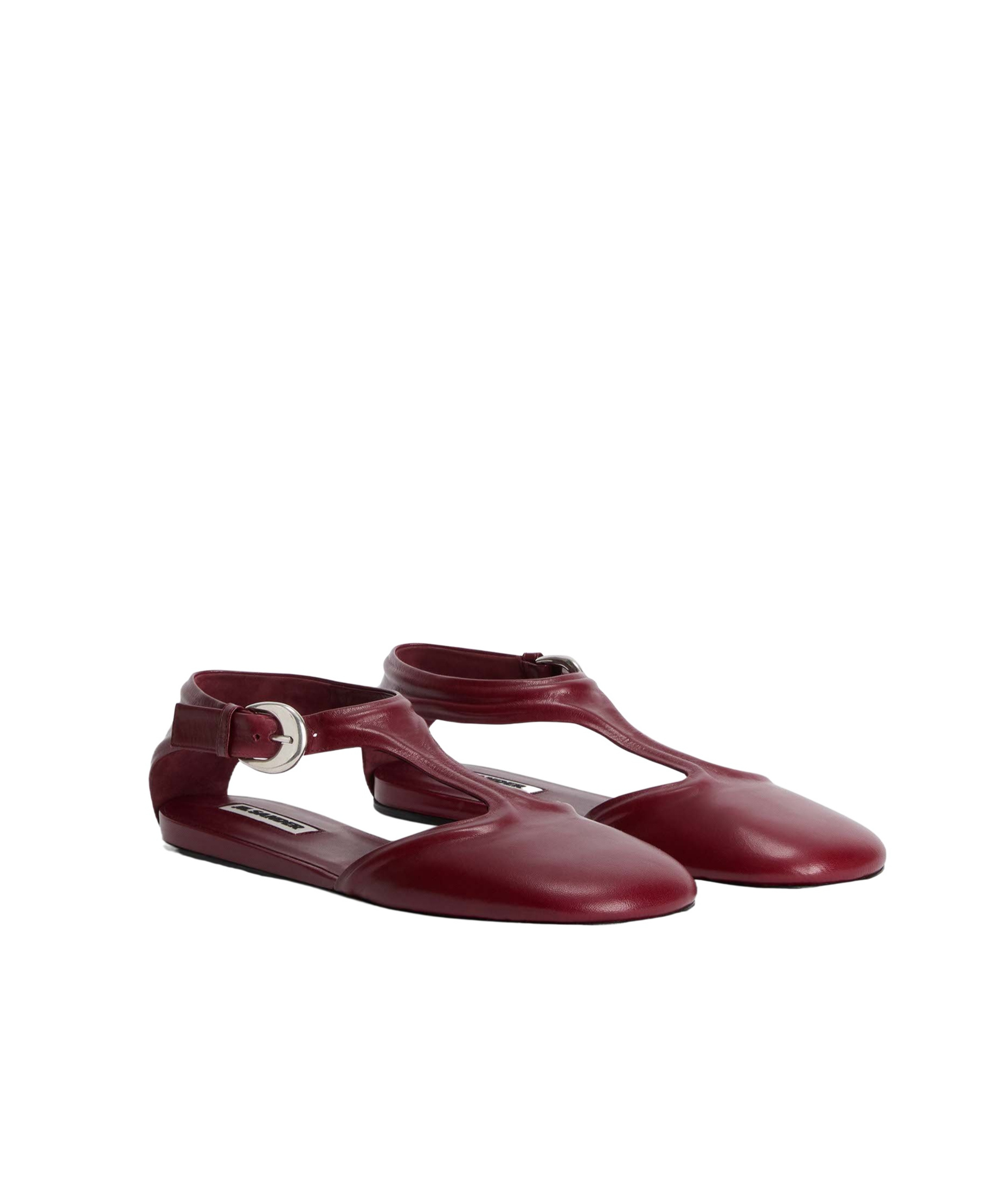 Jil Sander Mary Jane Ballerina Shoes In Brown