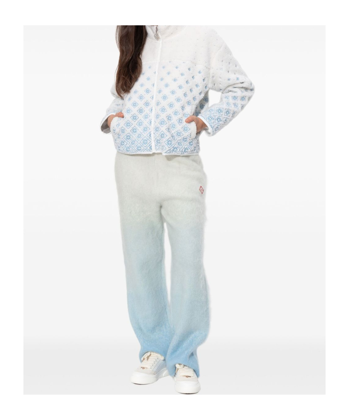Casablanca Zippered Long-sleeved Casual Jacket In White