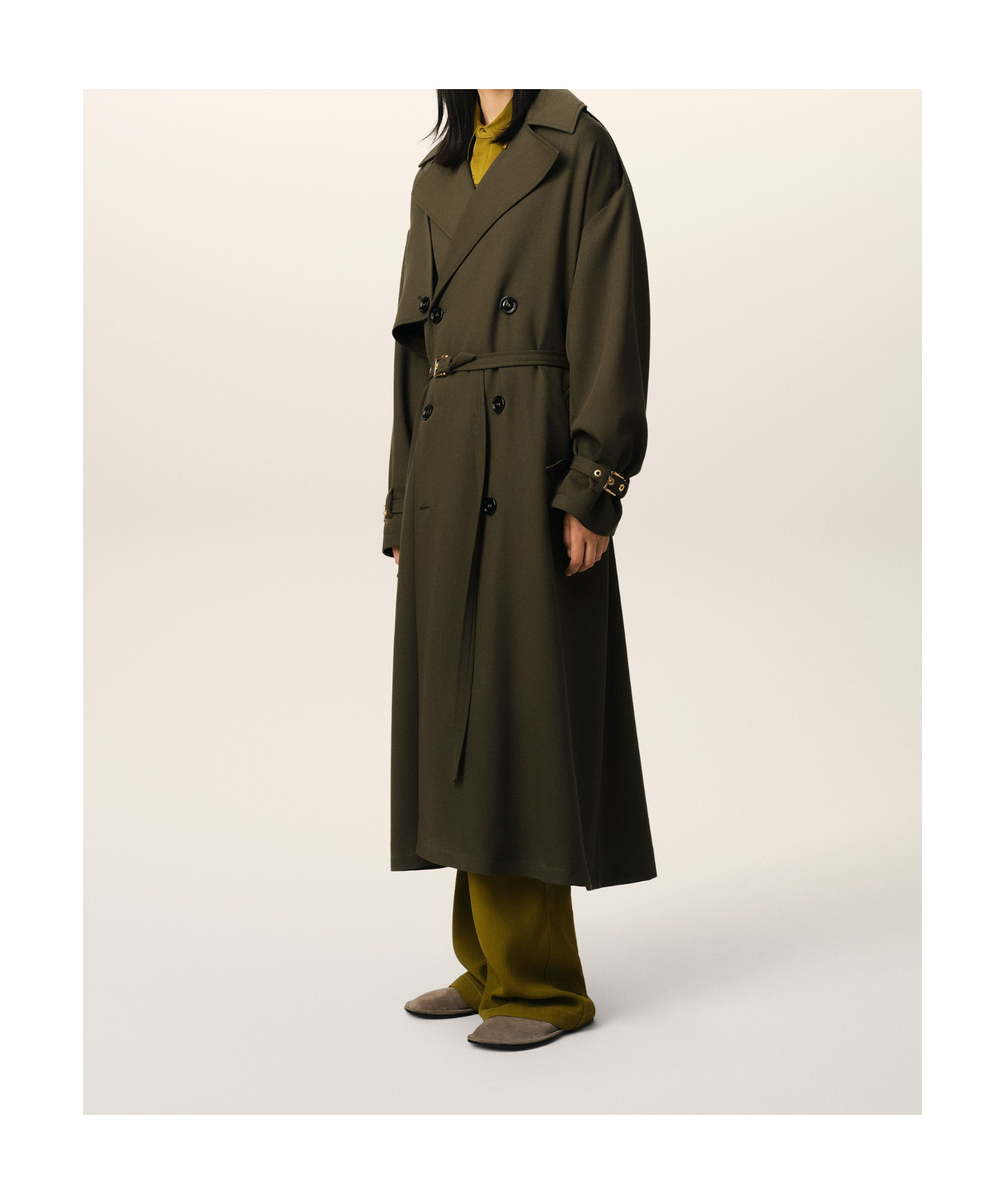 Ami Alexandre Mattiussi Double-breasted Trench Coat In Green