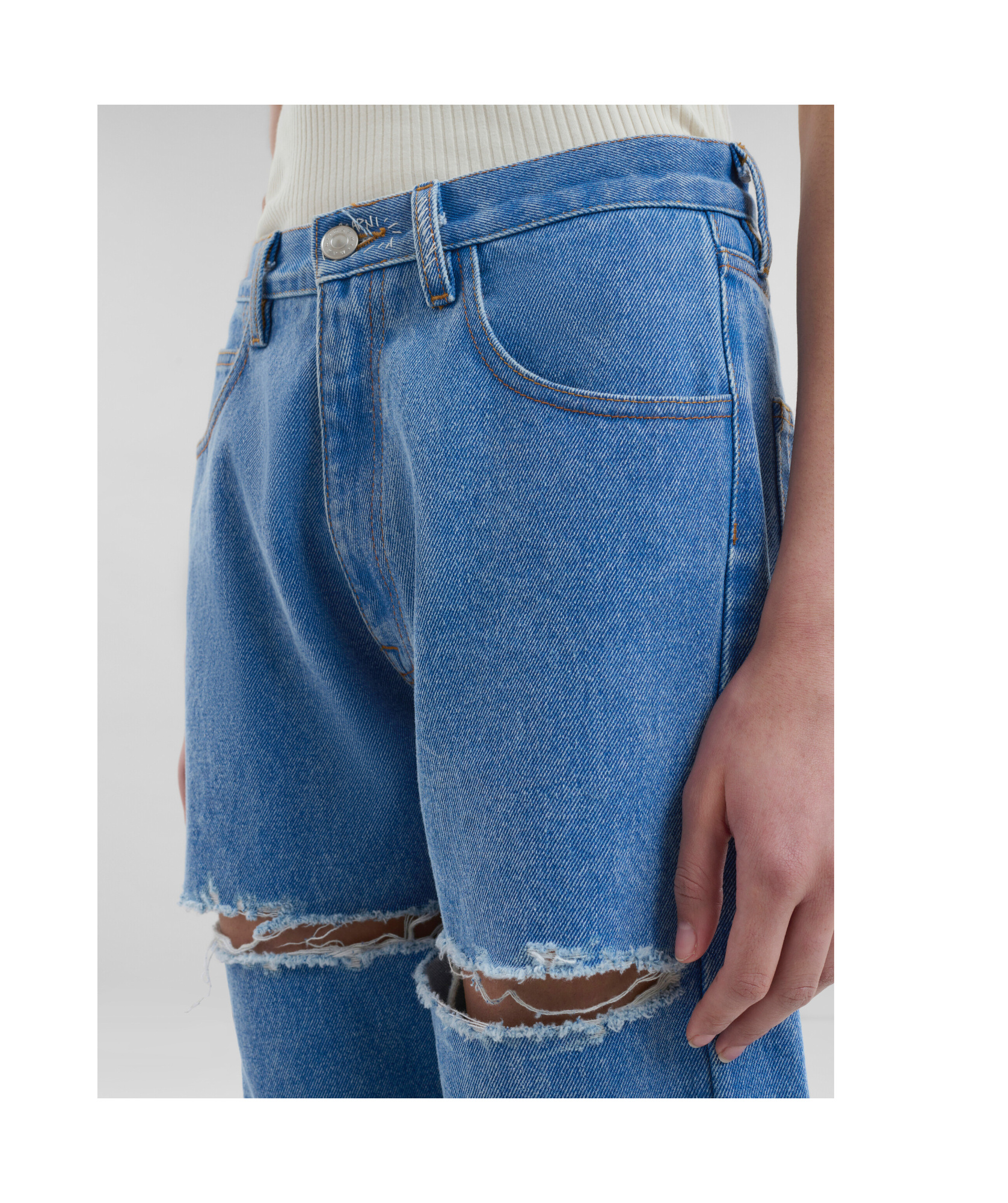 Marni Cur-out Cotton Jeans In Blue