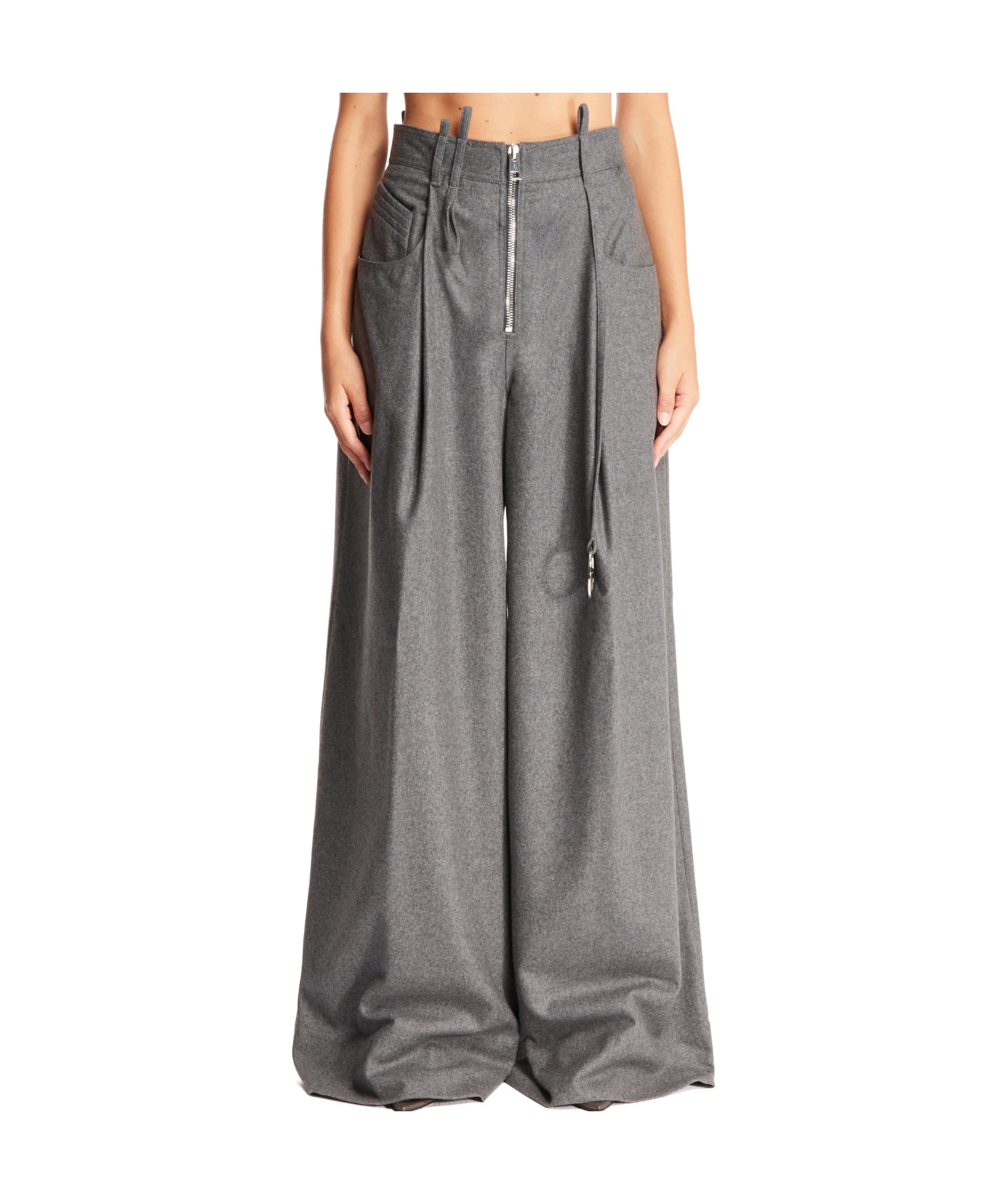 Attico Zippered Casual Pants In Gray