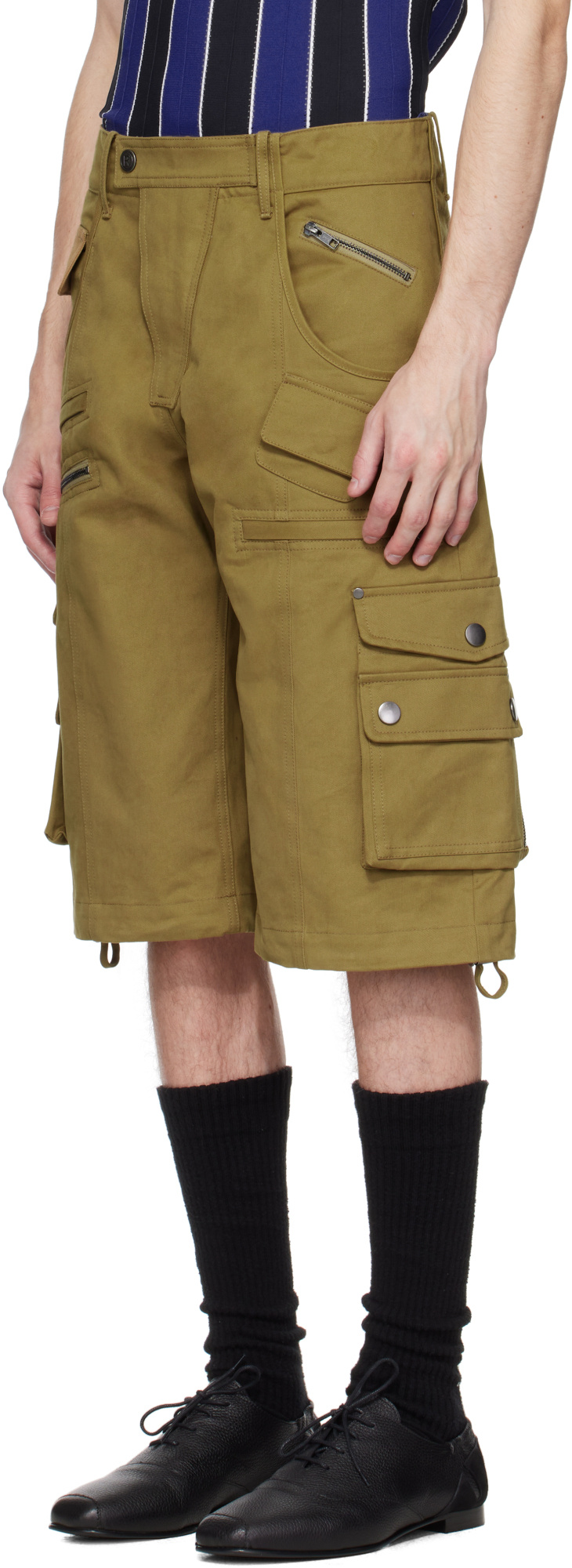 Martine Rose Khaki Utility Shorts In Green