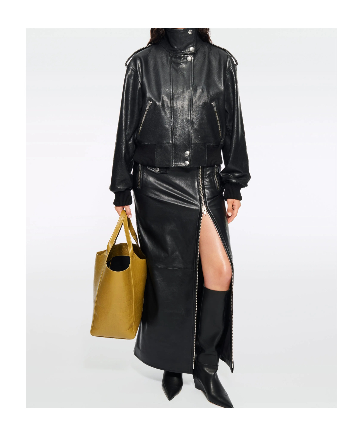 Stand Studio Long-sleeved Leather Jacket In Black