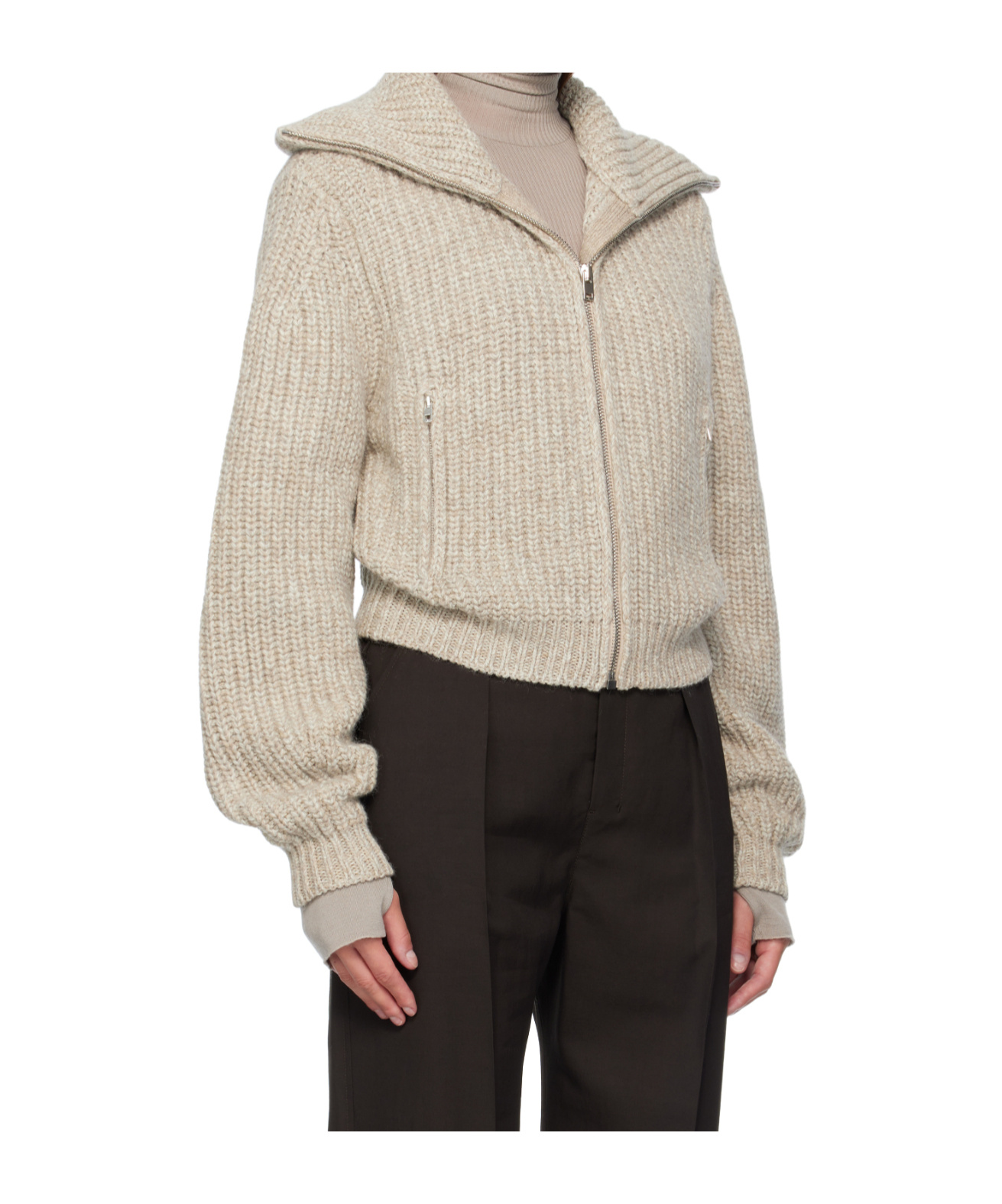 Lemaire Oversized Ribbed Alpaca And Yak Hair-blend Cardigan In Neutral
