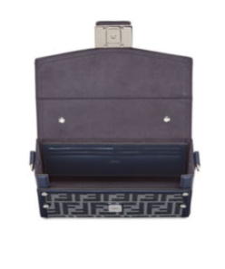 FENDI BLUE FF JACQUARD AND BLUE LEATHER BAG