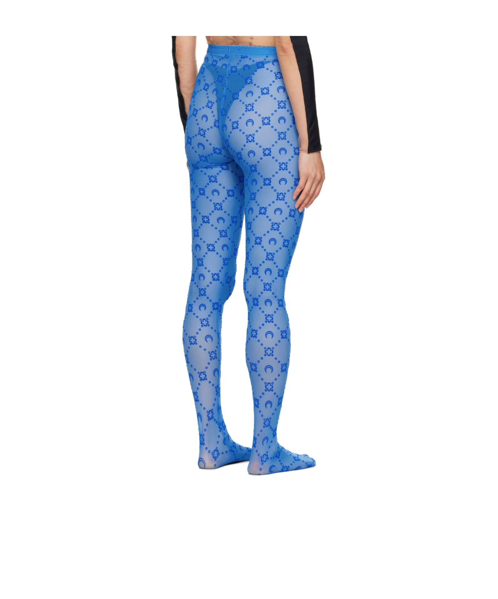 Marine Serre Flocked-moonogram Tights In Blue