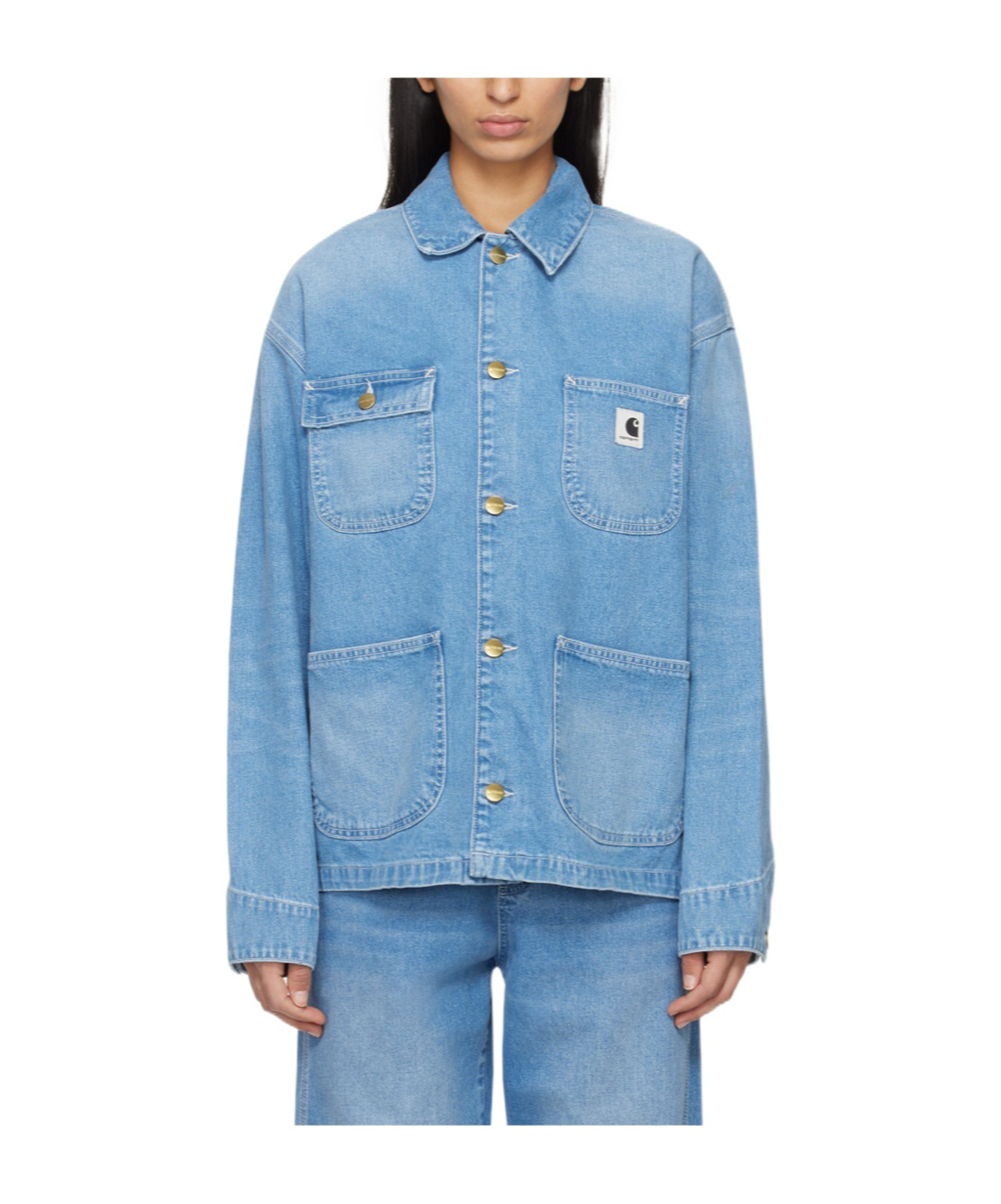 Carhartt Faded Denim Coat In Blue