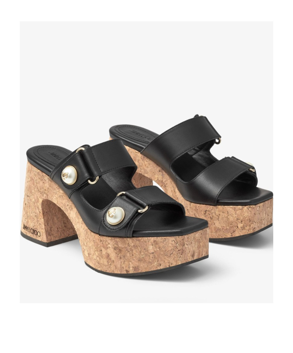 Shop Jimmy Choo Fayence 95mm Leather Platform Sandals In Black