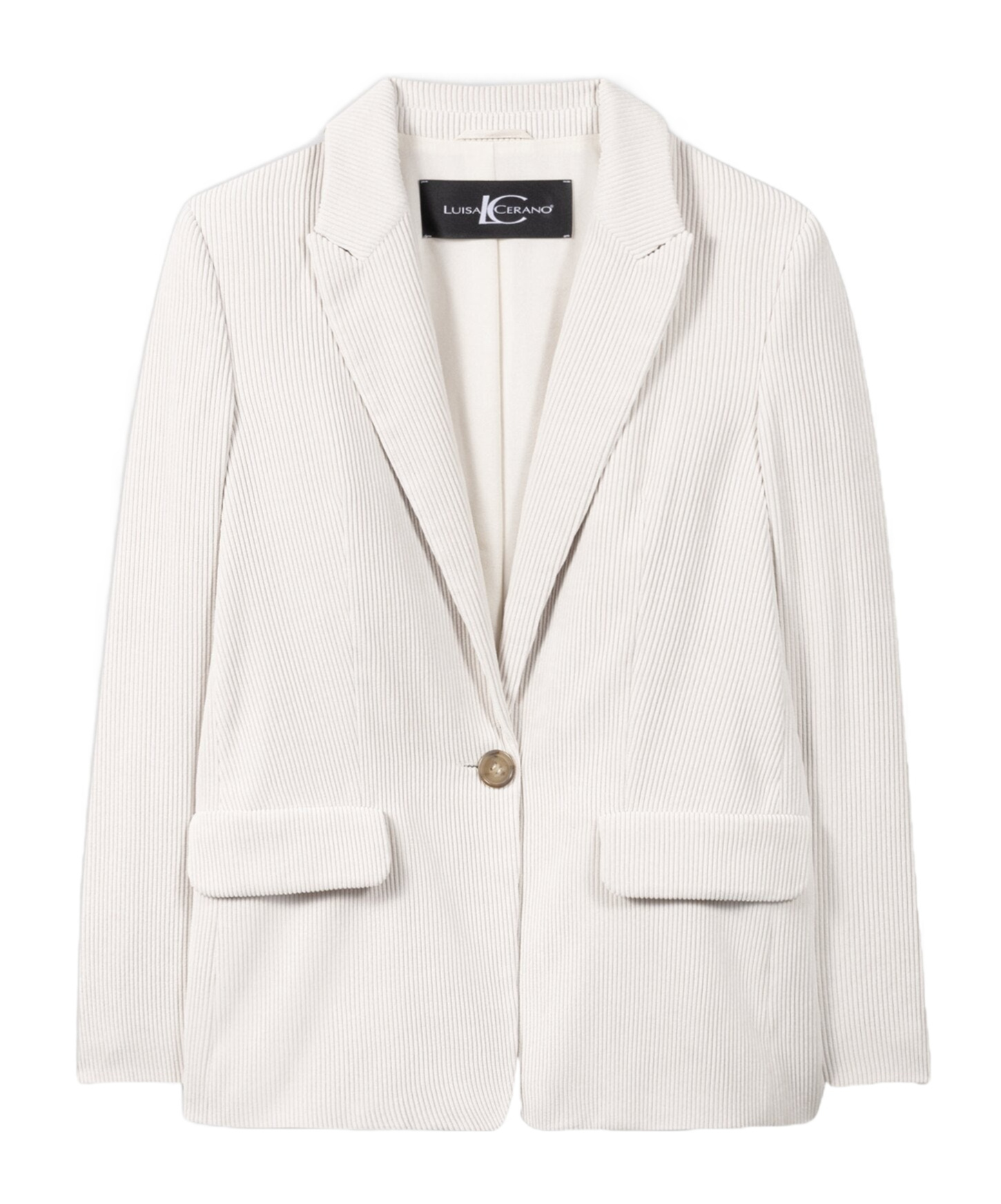 Luisa Cerano Single-button Corduroy Blazer In Eggshell